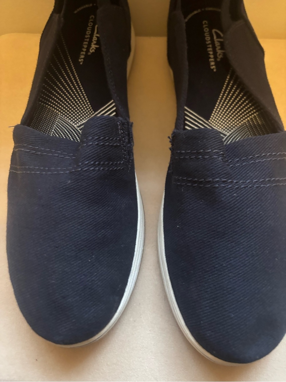 Clarks Men’s Navy Canvas Slip-On Loafers